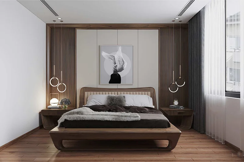 Phòng ngủ lớn được thiết kế sang trọng dành cho bố mẹ