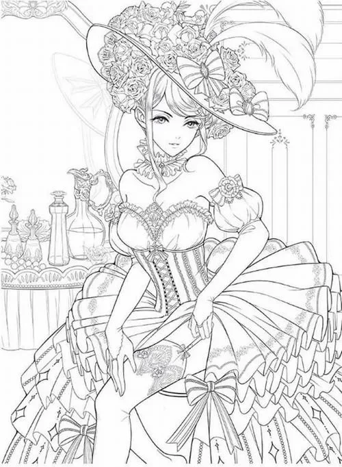 Tờ giấy tô màu công chúa anime cá tính cho trẻ 4 tuổi