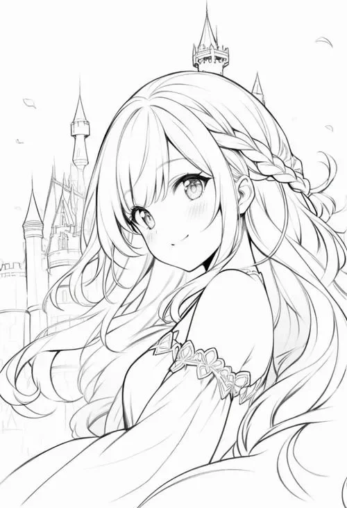 Tranh tô màu công chúa chiến binh anime phong cách lạnh