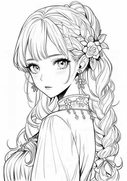 Tranh bé tập tô công chúa anime cool cá tính