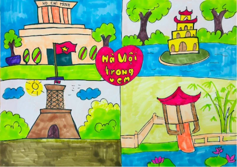 Chủ đề tranh “Hà Nội trong em”. (Nguồn Internet)