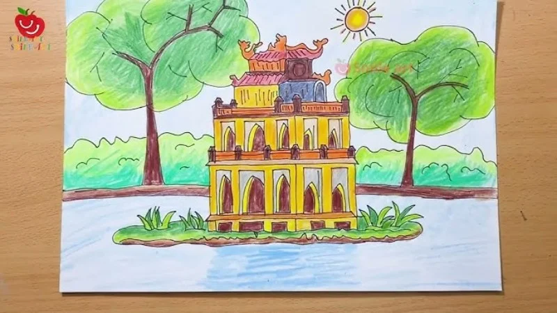 Chủ đề tranh “Hình ảnh Hồ Gươm và Tháp Rùa”. (Nguồn Internet)