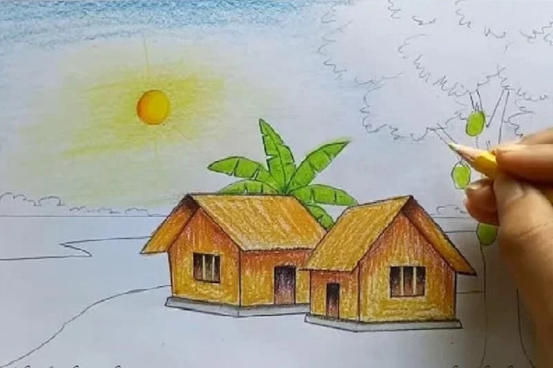 Vẽ tranh phong cảnh làng quê xưa - hình 2