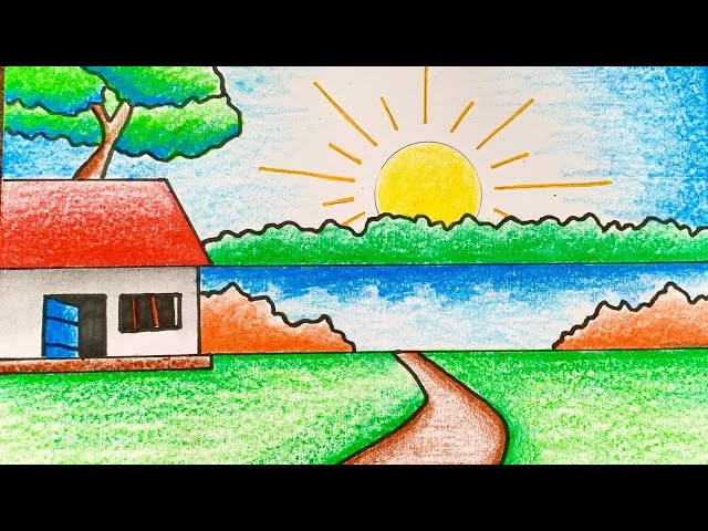 RẤT DỄ Cách Vẽ Tranh Phong Cảnh ĐƠN GIẢN mà ĐẸP | how to draw scenery for beginner #vetranh #drawing - YouTube