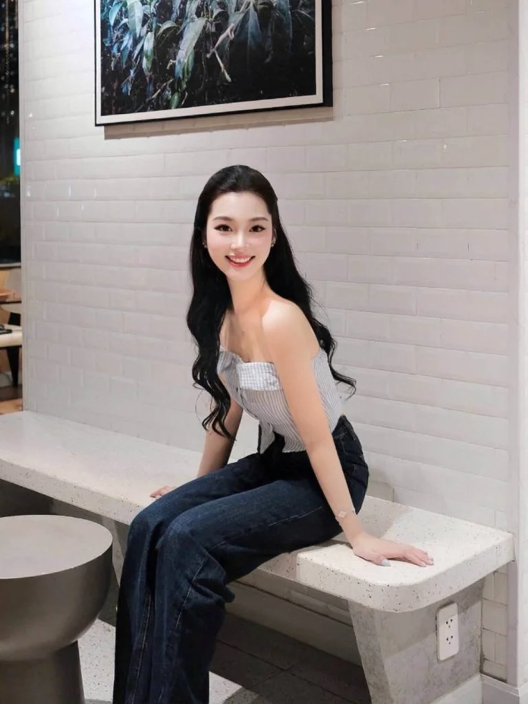 Trần Hà Linh lộ linh trong trang phục trẻ trung tại quán cà phê