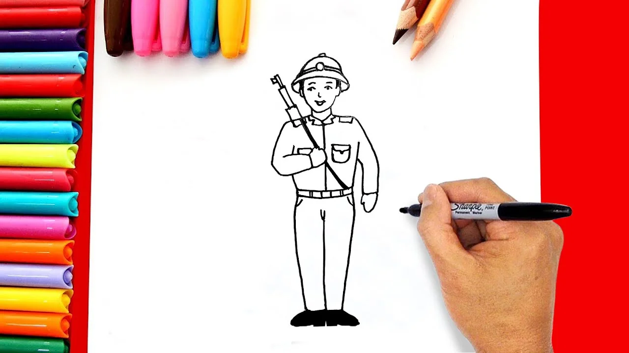 Mẫu vẽ chú bộ đội đơn giản thứ 15