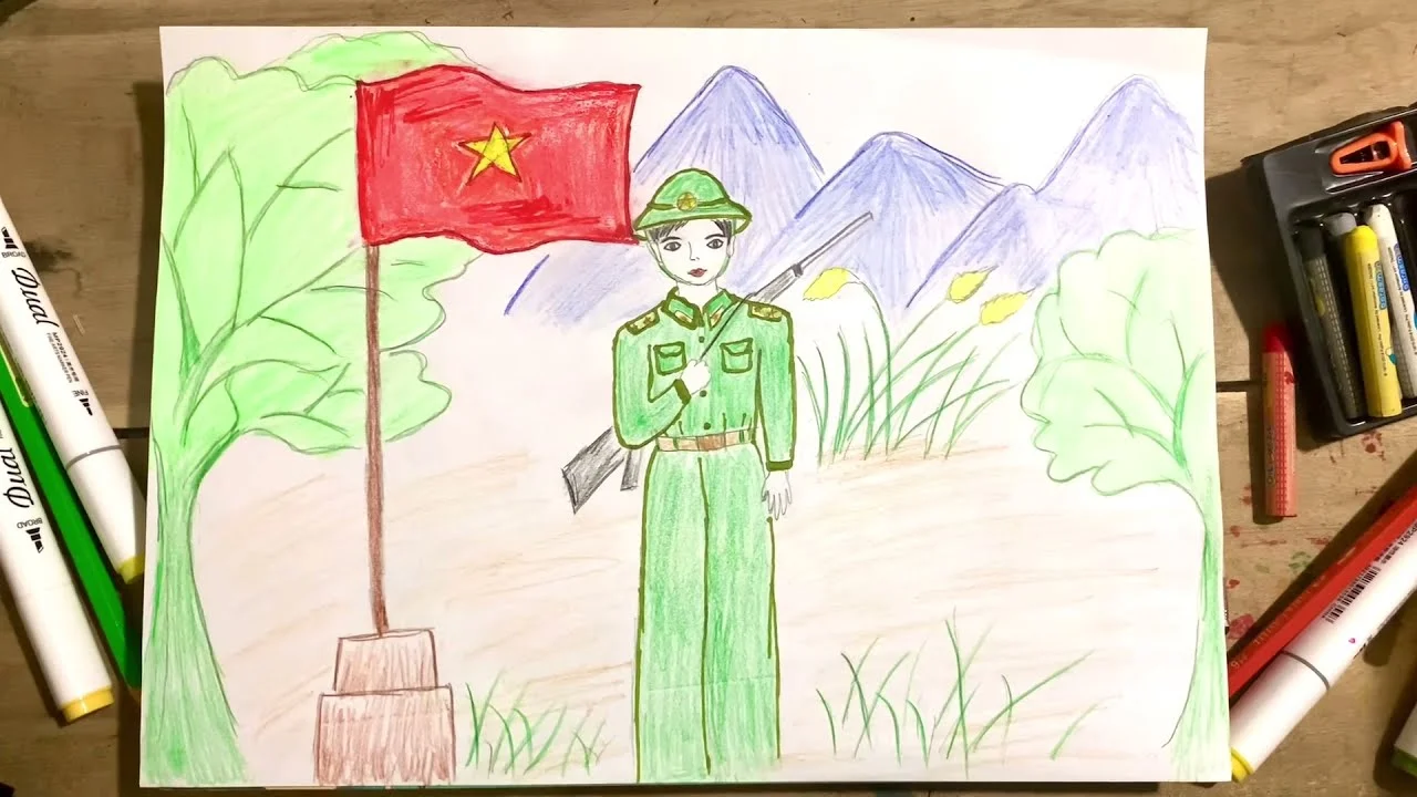 vẽ chú bộ đội đơn giản: gợi ý số 6