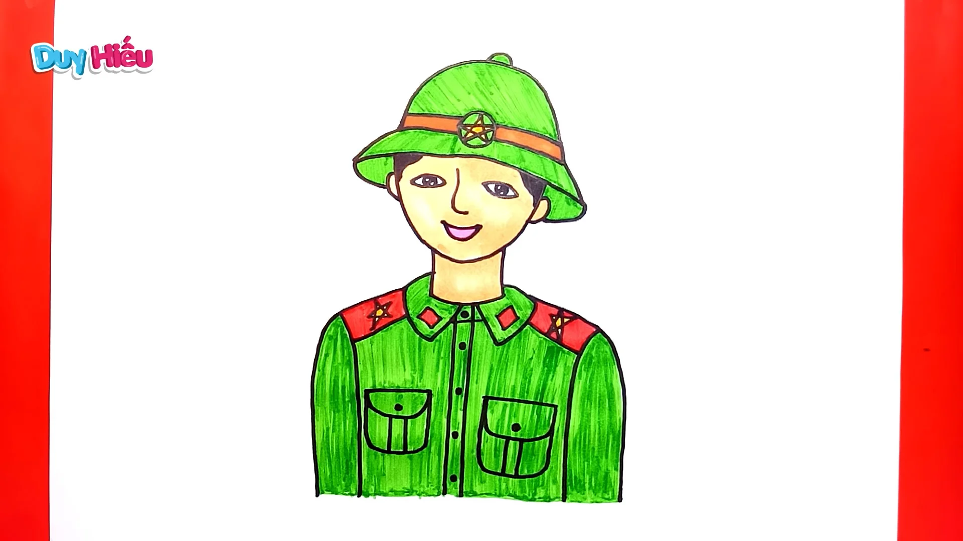 Mẫu vẽ chú bộ đội đơn giản thứ 7
