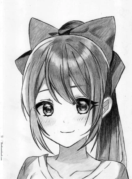 Hình vẽ anime nữ bằng bút chì