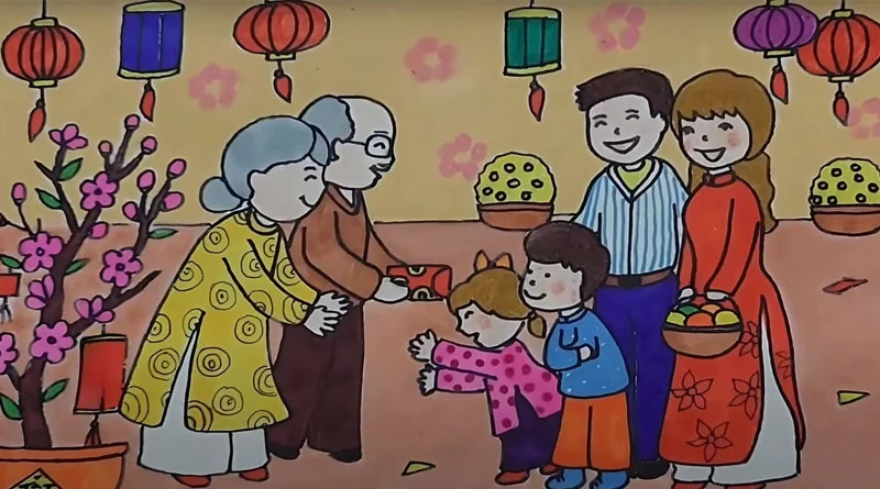 20+ ý tưởng mẫu vẽ tranh ngày Tết đẹp, đơn giản và ý nghĩa 2026