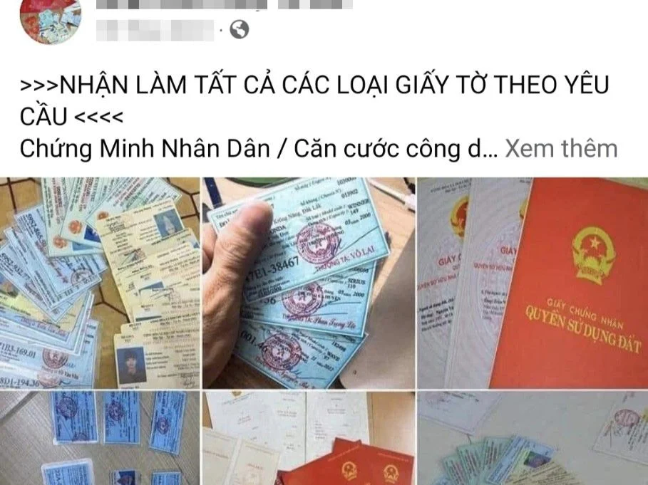 Minh họa về dịch vụ làm ảnh cccd giả và các loại giấy tờ tùy thân tại việt nam