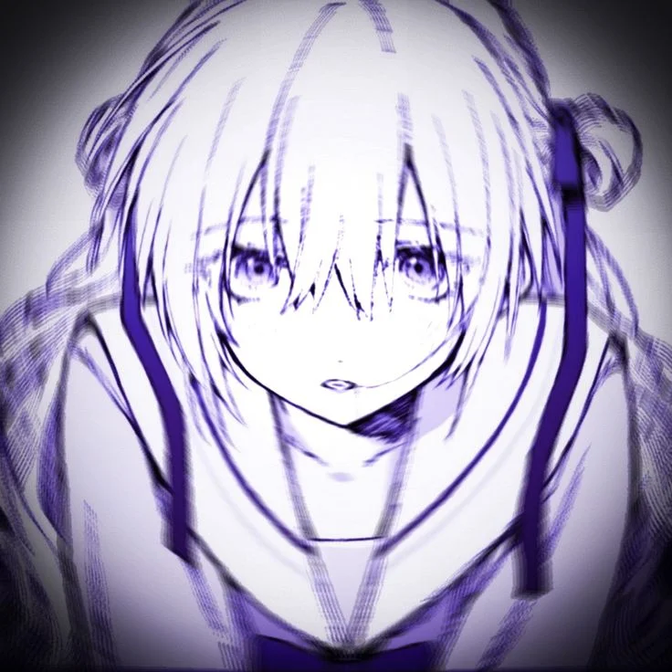 Ảnh đại diện anime nữ nét vẽ trắng đen, cô gái tóc dài nhìn thẳng đầy cuốn hút