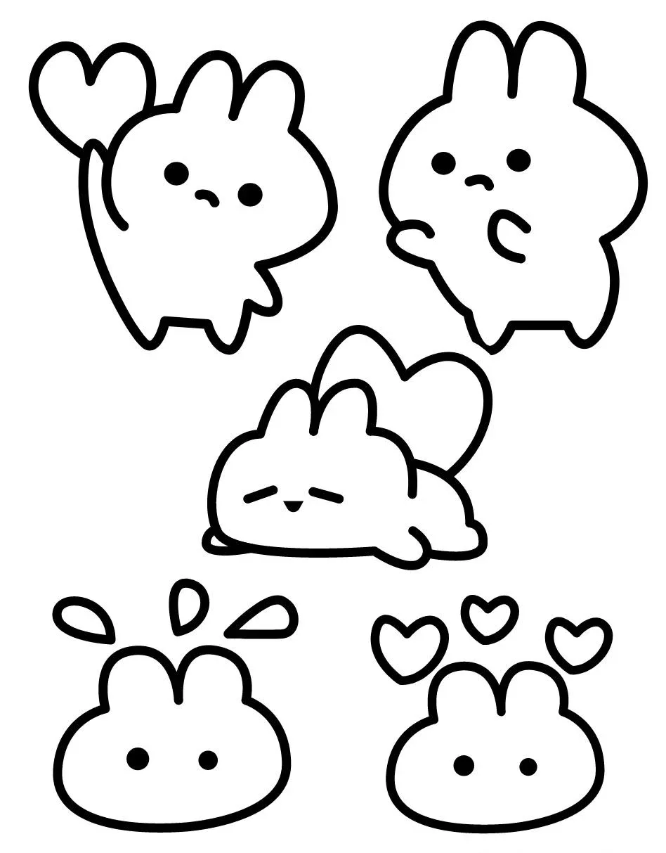 hình vẽ sticker cute mini các chú thỏ trắng