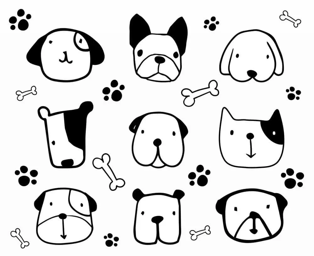 Hình vẽ sticker cute mini khuôn mặt cún con
