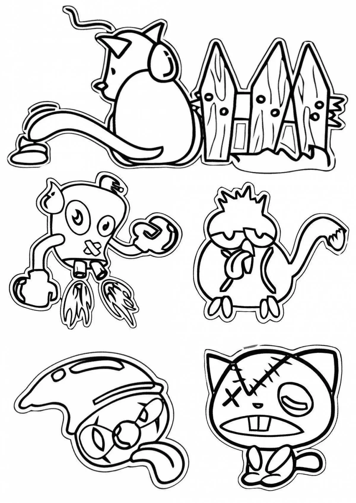 hình vẽ sticker cute mini nhân vật hoạt hình