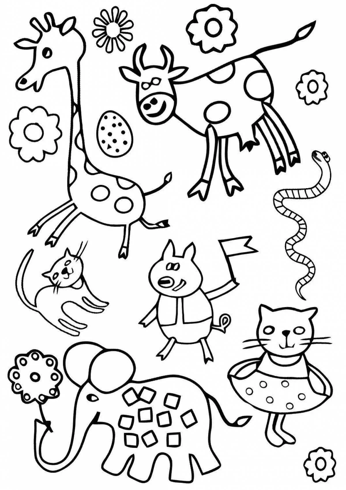 hình vẽ sticker cute mini các con vật trong vườn thú