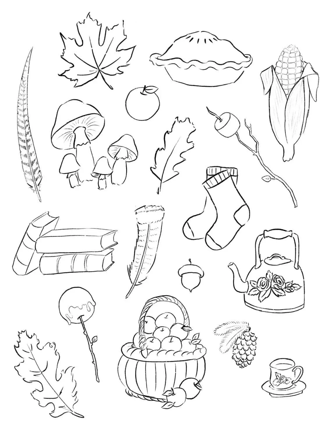 Hình vẽ sticker cute mini chủ đề mùa thu