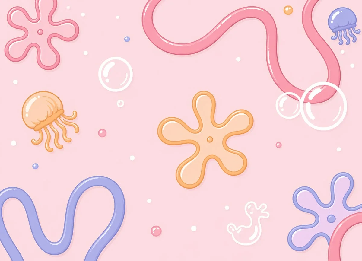 hình nền máy tính cute với họa tiết sinh vật biển dễ thương màu pastel