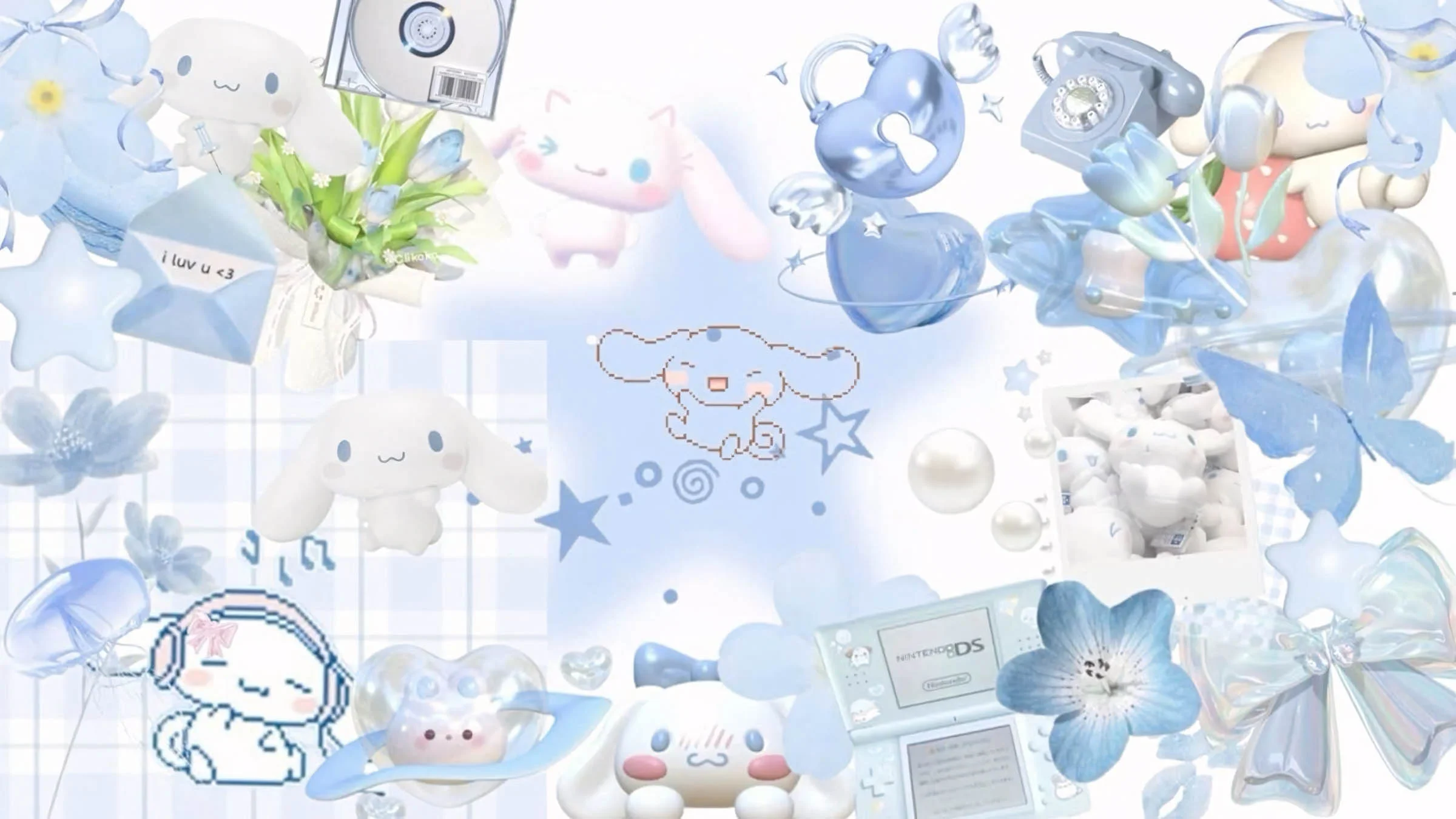 hình nền máy tính cute phong cách pastel màu xanh
