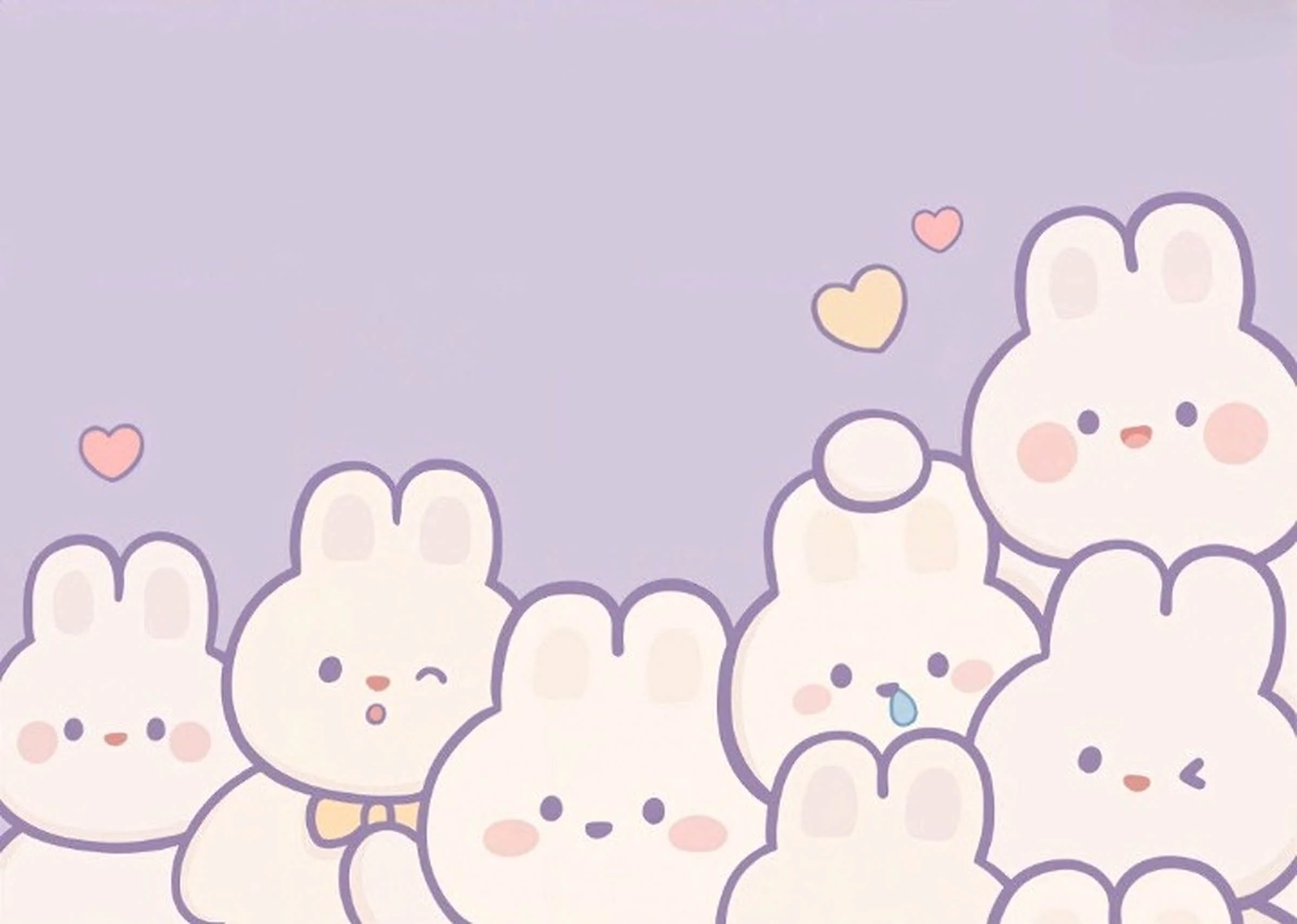 hình nền máy tính cute với nhiều chú thỏ nhỏ