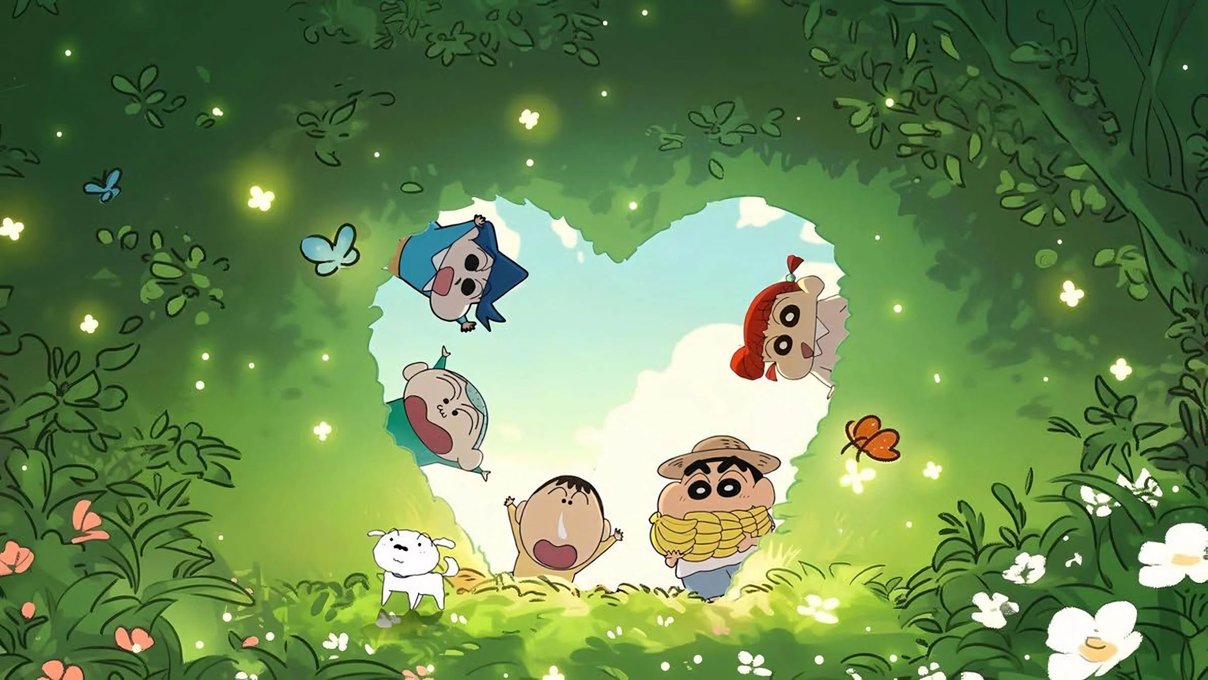 hình nền máy tính cute Shin cậu bé bút chì trong rừng