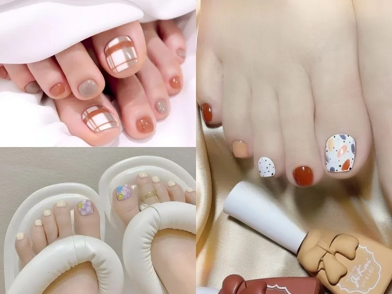 Nail chân mix nhiều màu