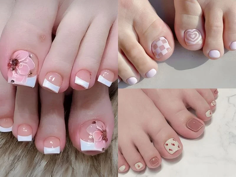 những Màu sơn móng chân trắng hồng