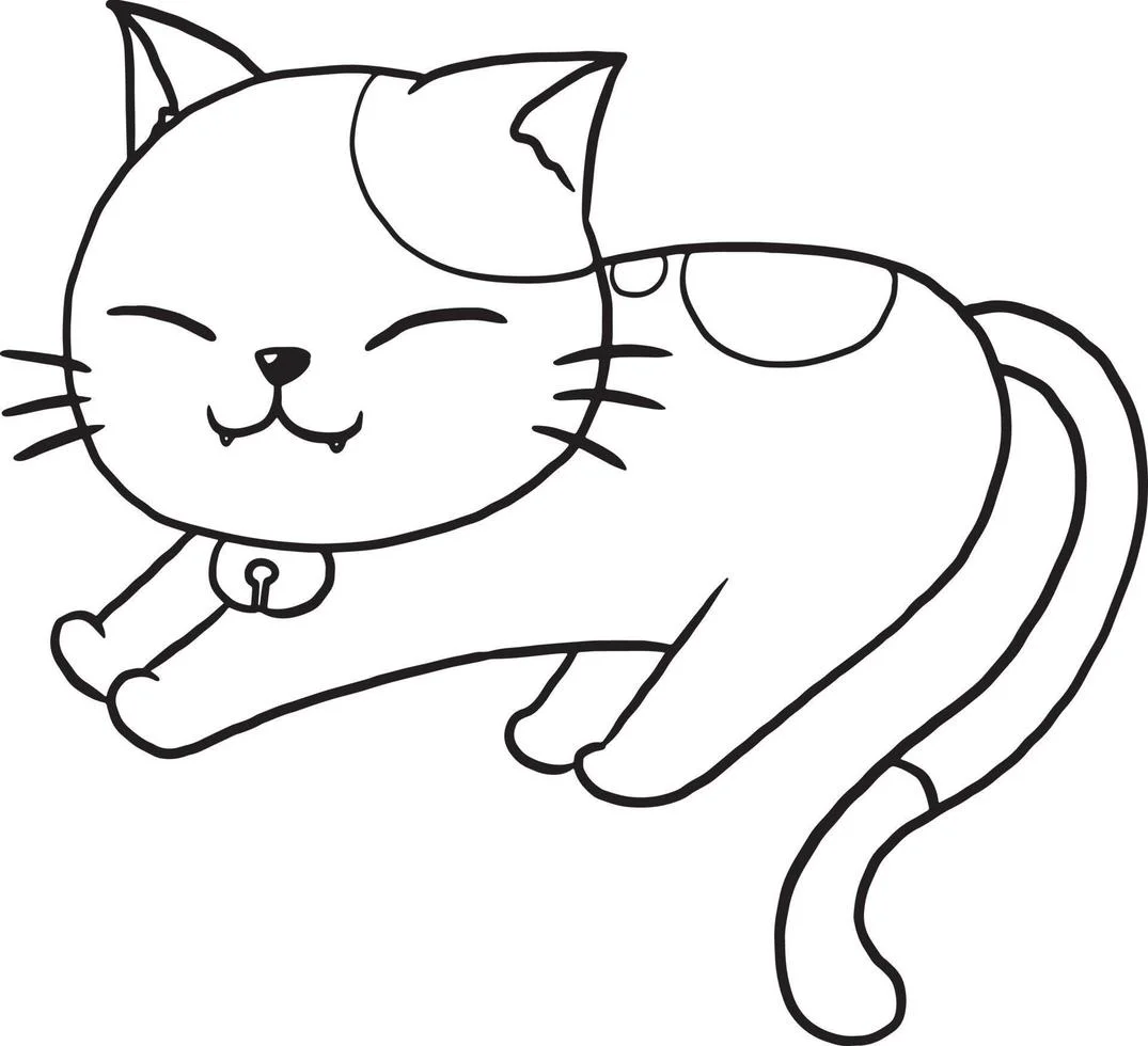tranh tô màu cute hình chú mèo đáng yêu cho bé