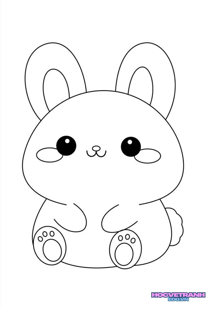 Tranh tô màu cute hình chú thỏ dễ thương cho bé tập tô