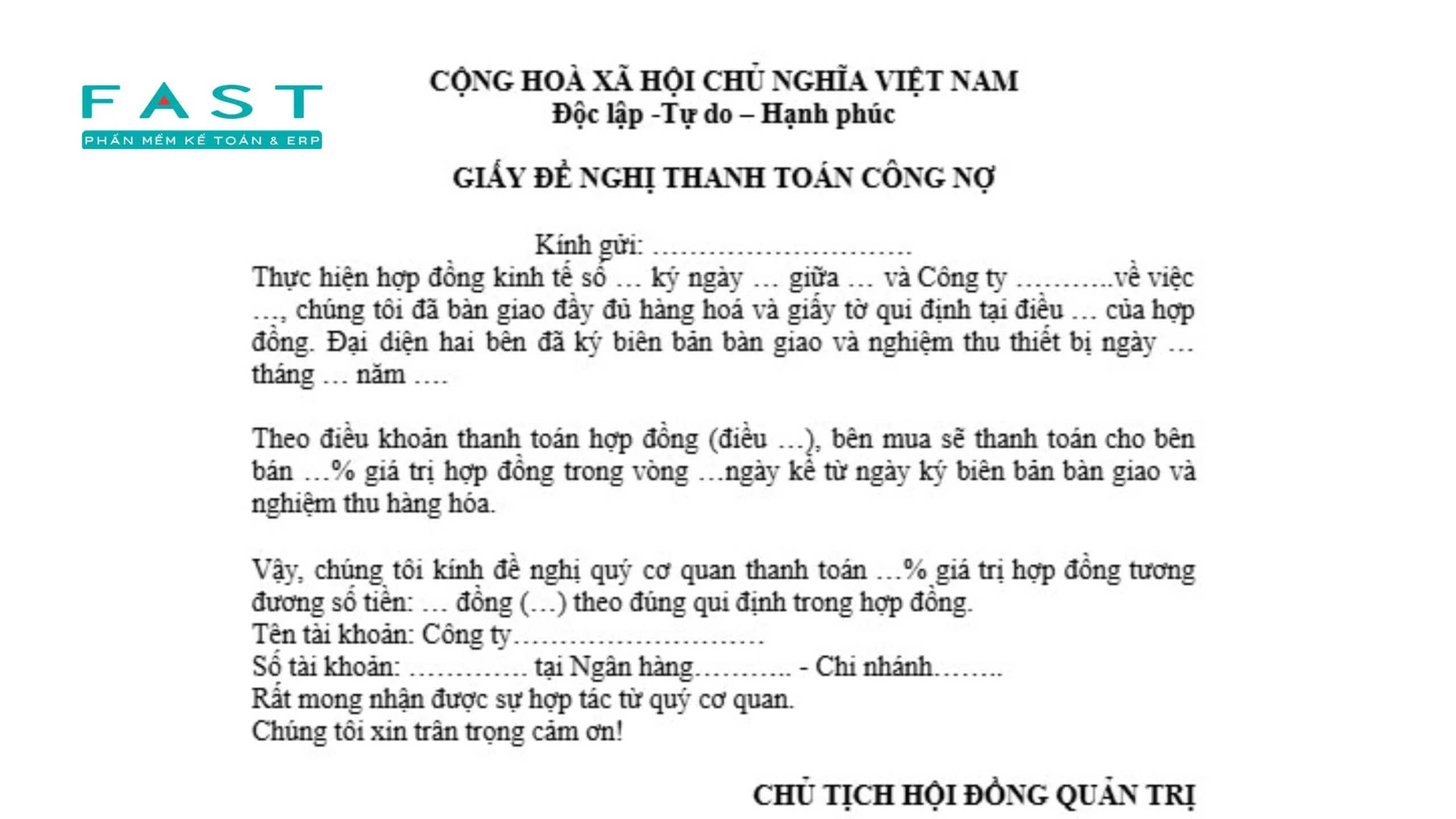 6 mẫu đề nghị thanh toán công nợ chuẩn 2026 cho doanh nghiệp
