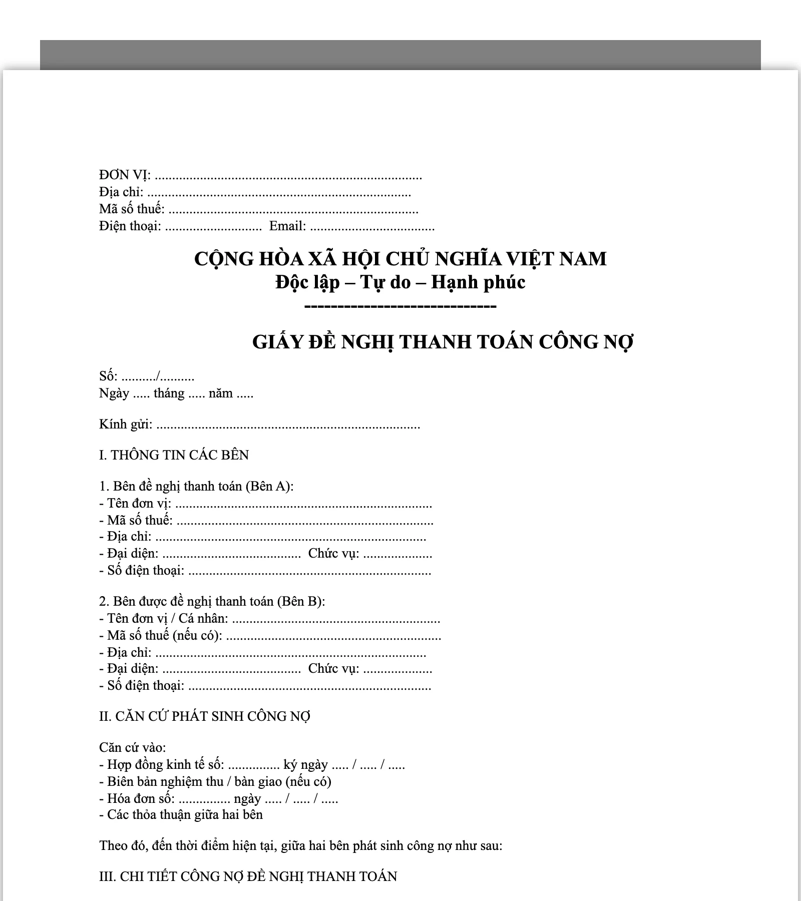 TẢI MIỄN PHÍ] +Mẫu Giấy Đề Nghị Thanh Toán Chuẩn 2026