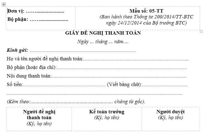 Tổng hợp mẫu giấy đề nghị thanh toán gửi khách hàng chuẩn Excel, Word 2025 cho kế toán công ty là mẫu nào?