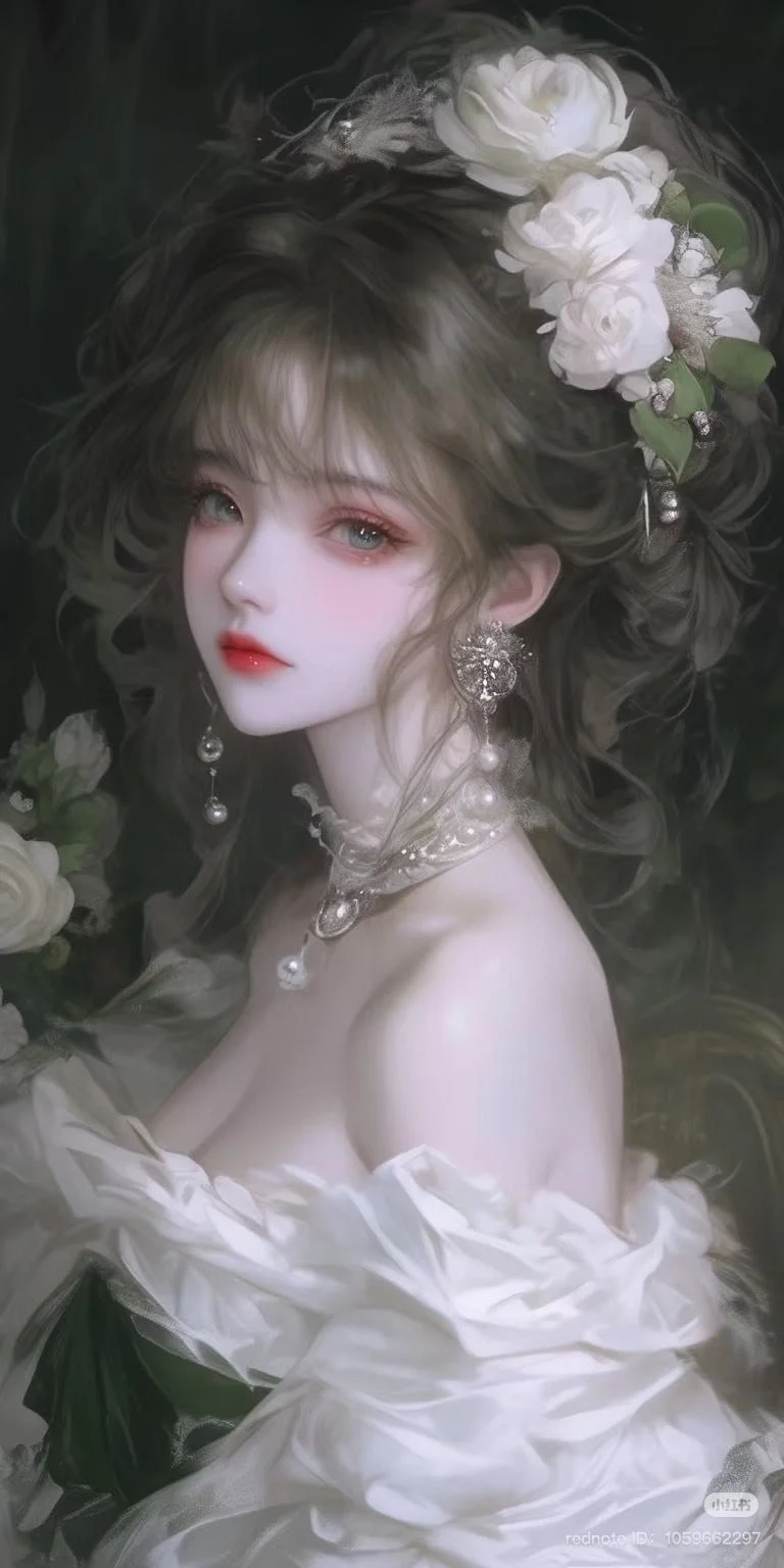 Hình nền máy tính 4k anime chân dung cô gái đội vương miện hoa